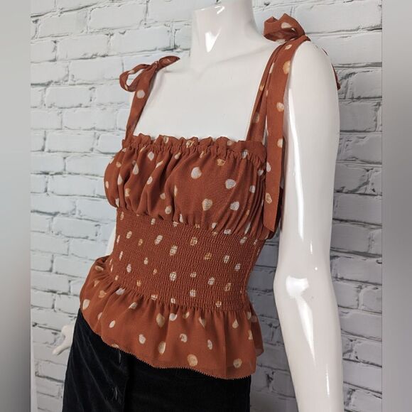 Aritzia Wilfred Smock tank top tied straps polka dot XXS - Picture 6 of 7